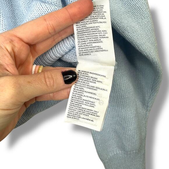 H&M Divided Jumper Light Blue Soft Knit Mock Neck Dropped Shoulder Sweater Large - Picture 2 of 5
